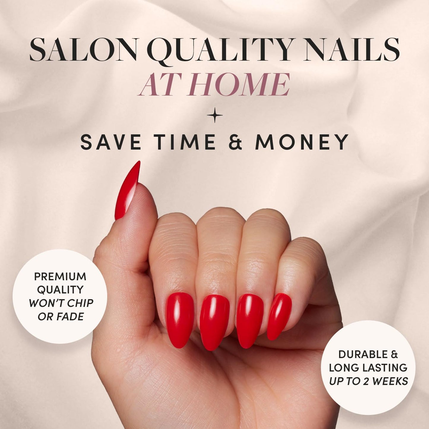 Glamnetic Press-On Nails Bundle - Azure Blue, Hailey & Fairy Dust | Bright Blue Round Fake Nails | Glazed Almond False Nails | Short Oval Beige-Pink Nails with a Metallic Finish