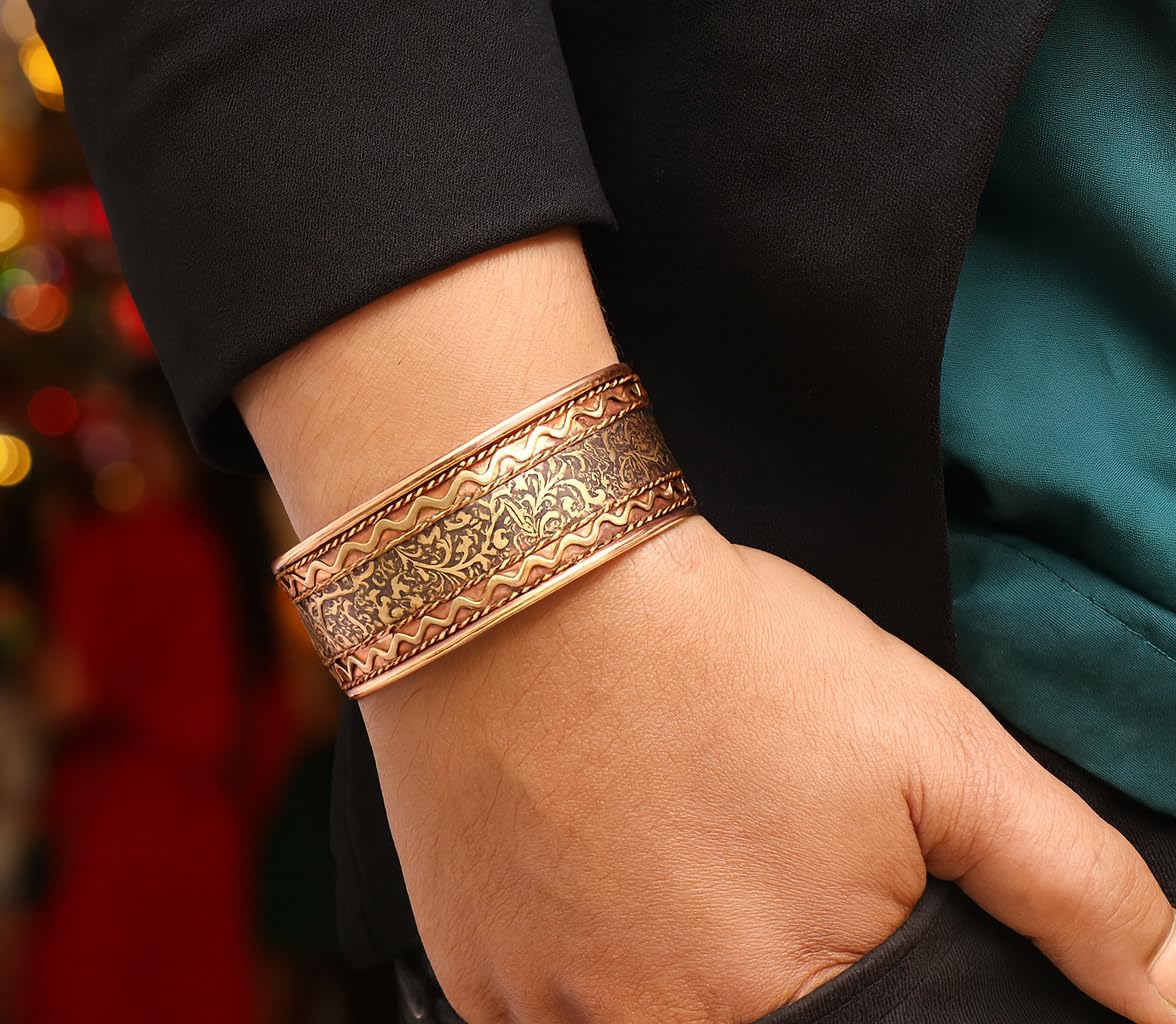 Touchstone copper bracelets | gift for men women |adjustable 100% pure solid real engraved wide cuff jewelry | handmade tibetan bangle bracelet | Beautiful embossed celtic design.