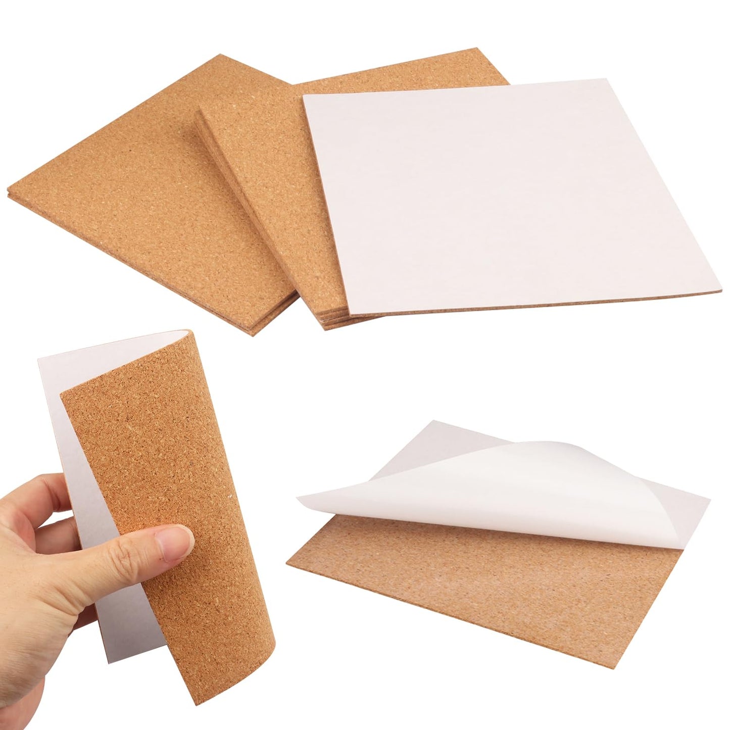 50 Pack Self Adhesive Cork Squares, 6 x 6 Inches Cork Backing for Coasters, Cork Squares for DIY Crafts and Coasters, Natural Soft Wood with Strong Adhesion Backing, 2 mm Thick,by GNIEMCKIN.
