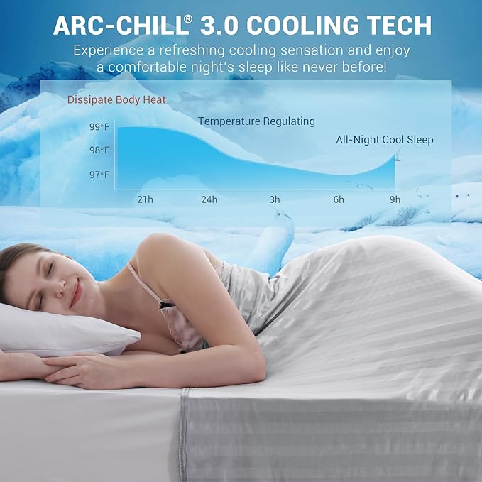 Elegear Revolutionary Cooling Blanket Queen, Absorbs Heat to Keep Body Cool for Night Sweats, Double Sided Arc-Chill3.0 Cooling Fiber Q-Max>0.5, Lightweight Summer Cold Blankets for Sleeping 79“ x 86”