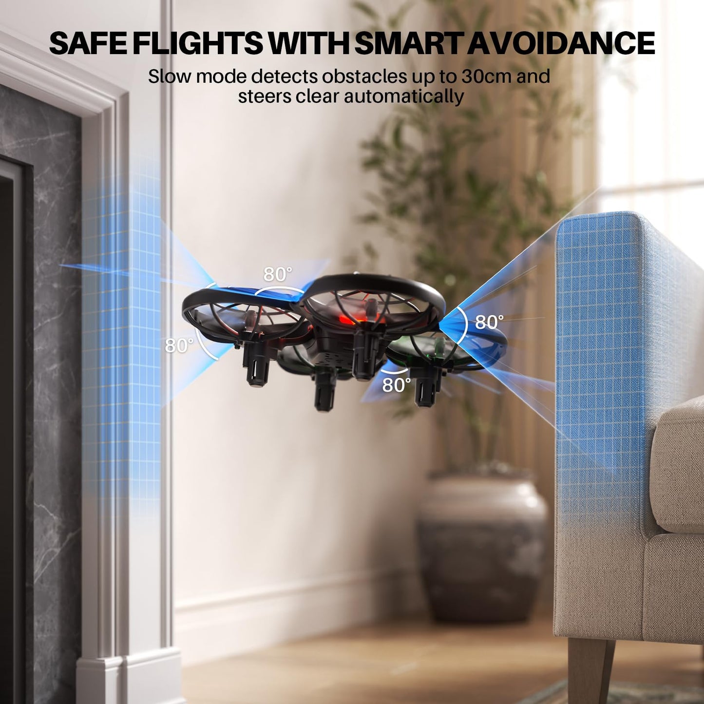 SYMA X100 Drone for Kids 8-12, Automatic Obstacle Avoidance, Up to 20 Mins Flight Time(2 Batteries), One-Key 360°Flips and Altitude Hold, Full-Guard Safe Indoor Drone Gift for Boys & Girls