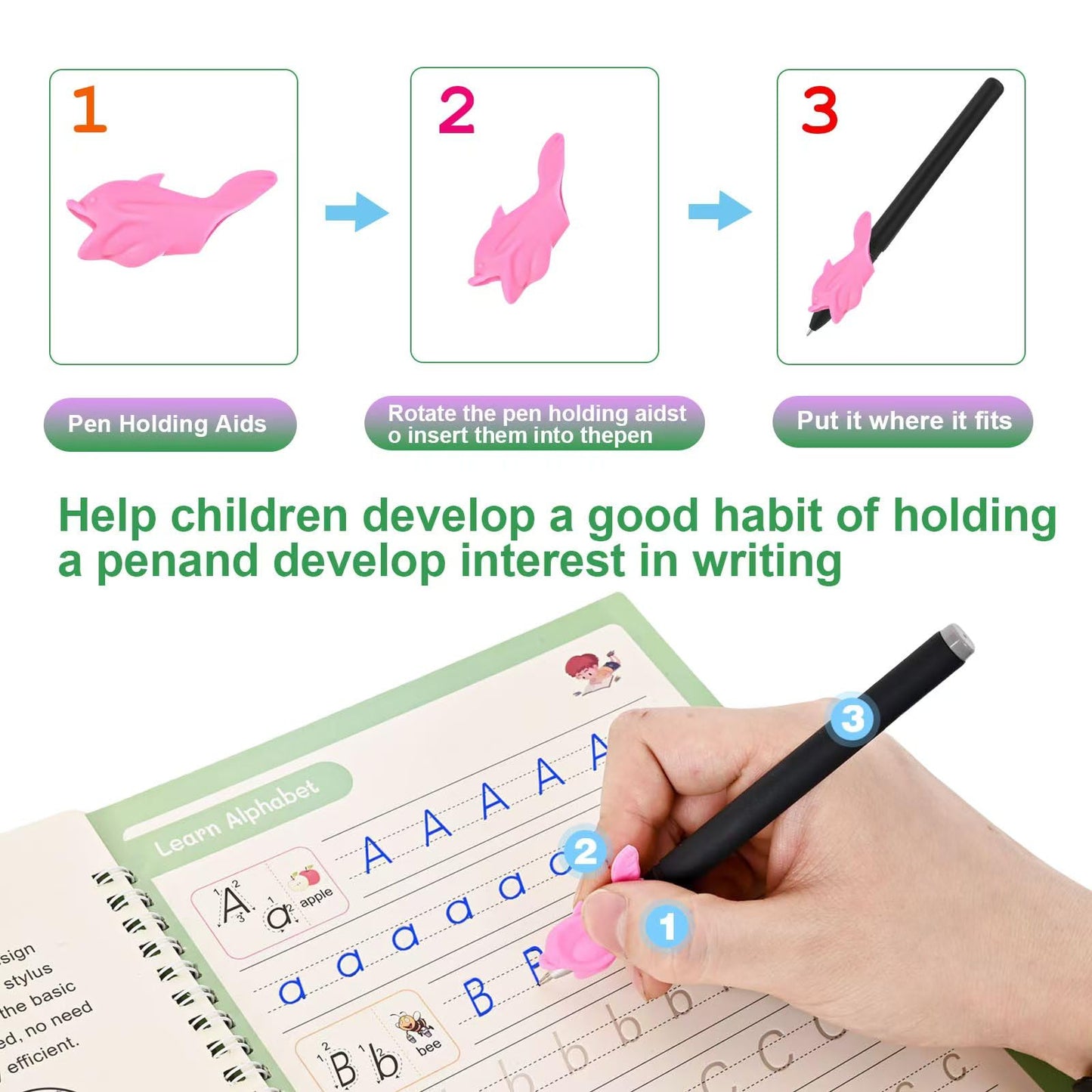AALGO Magic Pens & Refills for Magic Copybooks,Grooved Kids Book Disappearing Ink Pen for Hand Writing Practice Books,Magic Grooved Writing Pens for Tracing Books Material for Kindergarten Kids