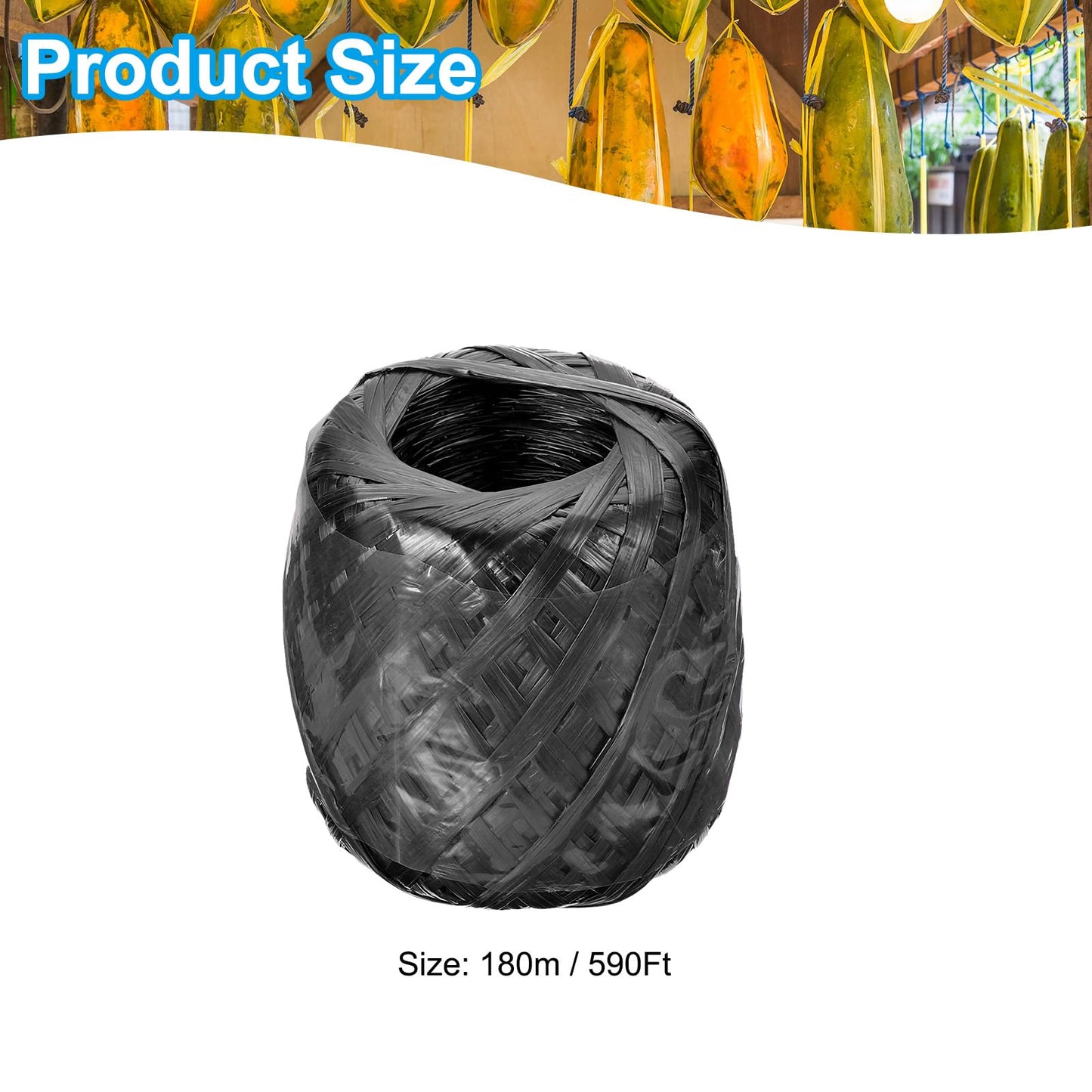 PATIKIL 180m/590Ft Polyester Nylon Plastic Rope, Twine Household Bundles Ropes Roll for Gardening Packing Crafting DIY, Black