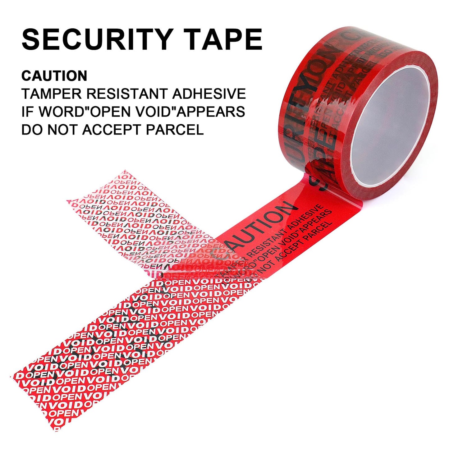 BOMEI PACK Transfer Tamper Evident Security Tape,Tamper Proof Packing Tape,Transfer Tamper Resistant Void Tapes Red for Evidence Box, Envelope, Shipment (2 Inch x 55 Yards)
