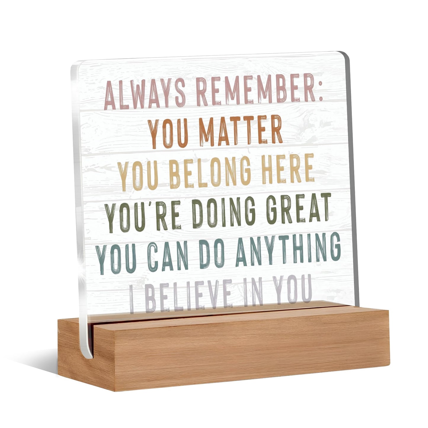Welshower Inspirational Desk Decor, Positive Affirmations Inspirational Acrylic Plaque Sign for Nursery Kids Room Classroom Tabletop Decor, Motivational Desk Decoration, 4x4 Inch