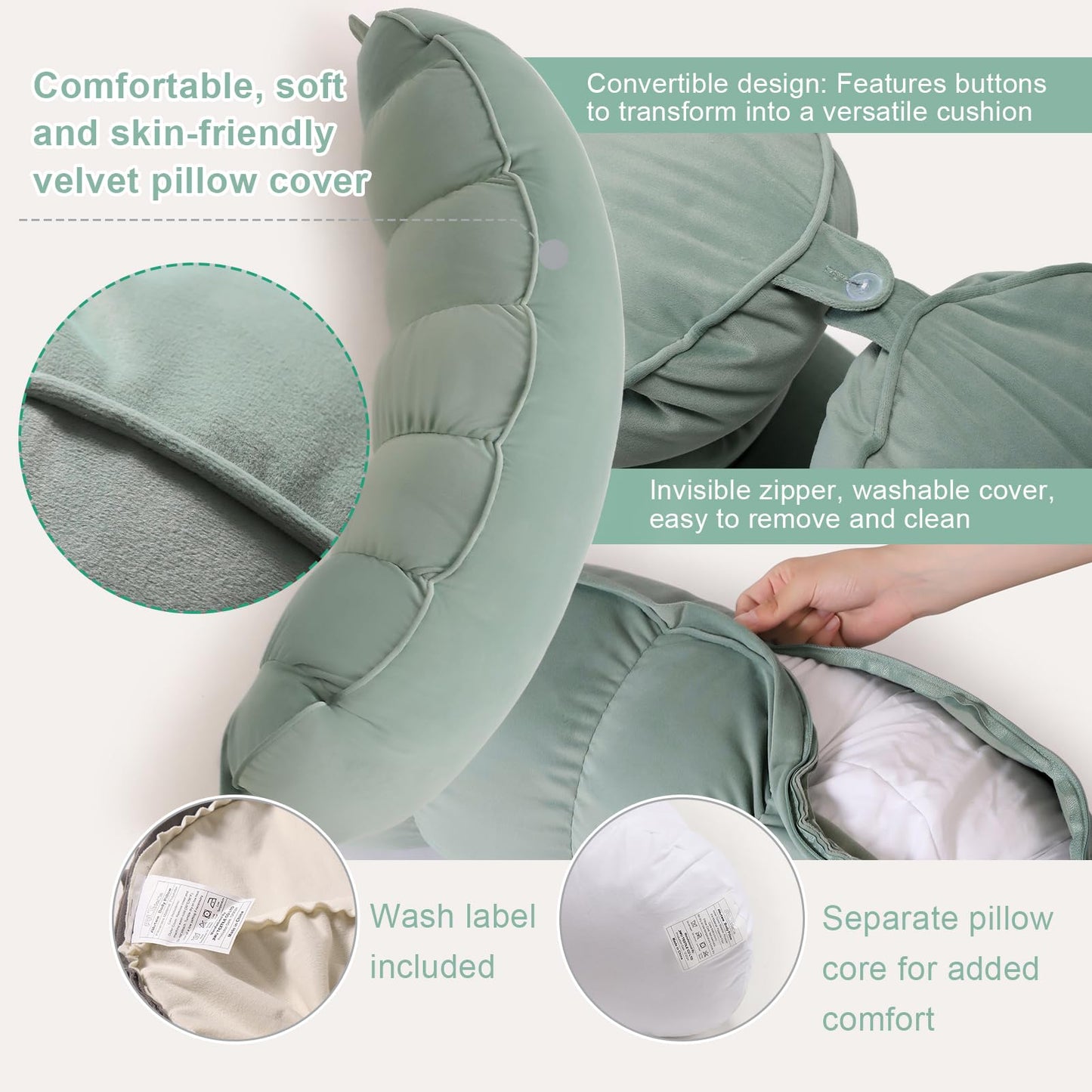 Ailuteie Peallow(Pat. Pend) – Long Round Body Pillow for Adults, Bolster Pillow for Sleeping, Soft and Supportive Pillow for Sleeping & Lumbar Support