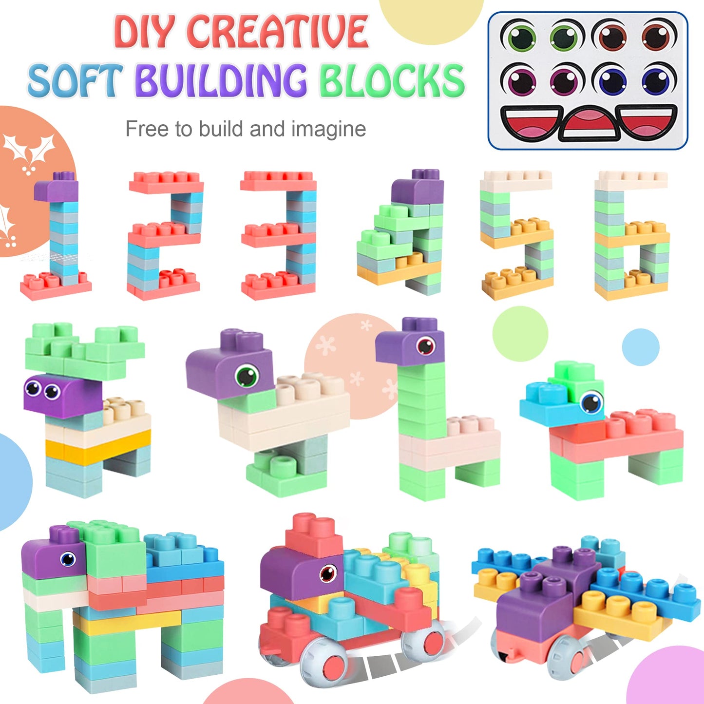 ROHSCE Soft Building Blocks for Toddlers, Large Building Blocks Stacking Blocks for Babies 6 Months and Up Stem Toddler Gifts, Teething Toys, 40 PCS