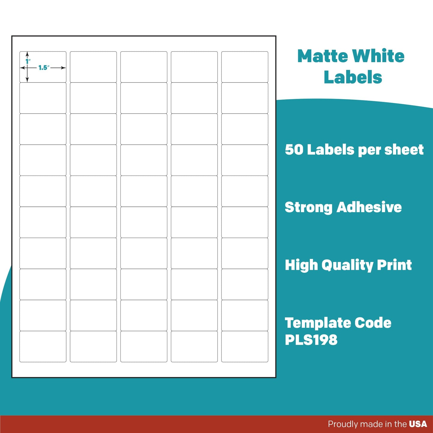 Premium Label Supply White Sticker Barcode Labels – 1.5" x 1" – Laser/Inkjet Compatible – (50 per Sheet), 25 Sheets – 1250 Total Adhesive Labels