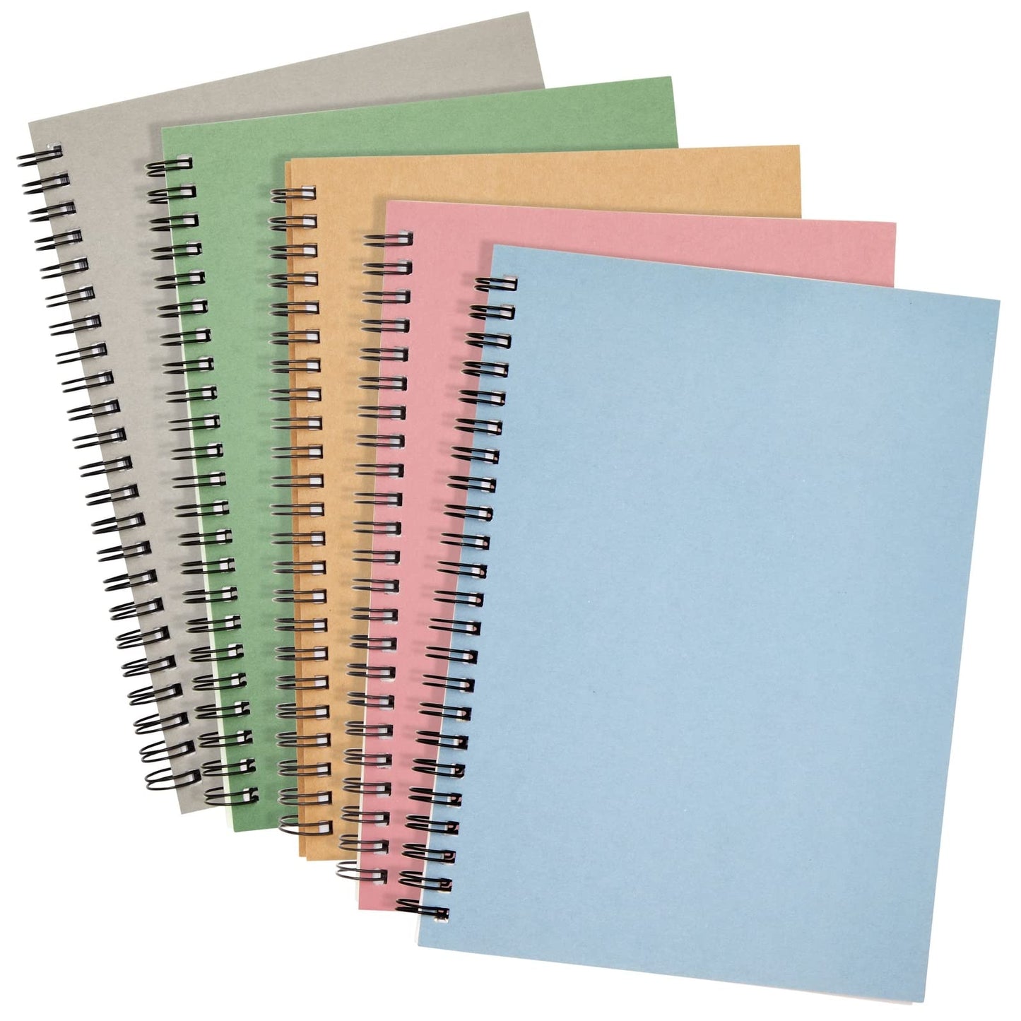 5 Pack 6x8 inch Spiral Journals, Small Notebooks Bulk with 120 Lined Pages for Work, Students, School, Writing (5 Colors Kraft Paper Covers)