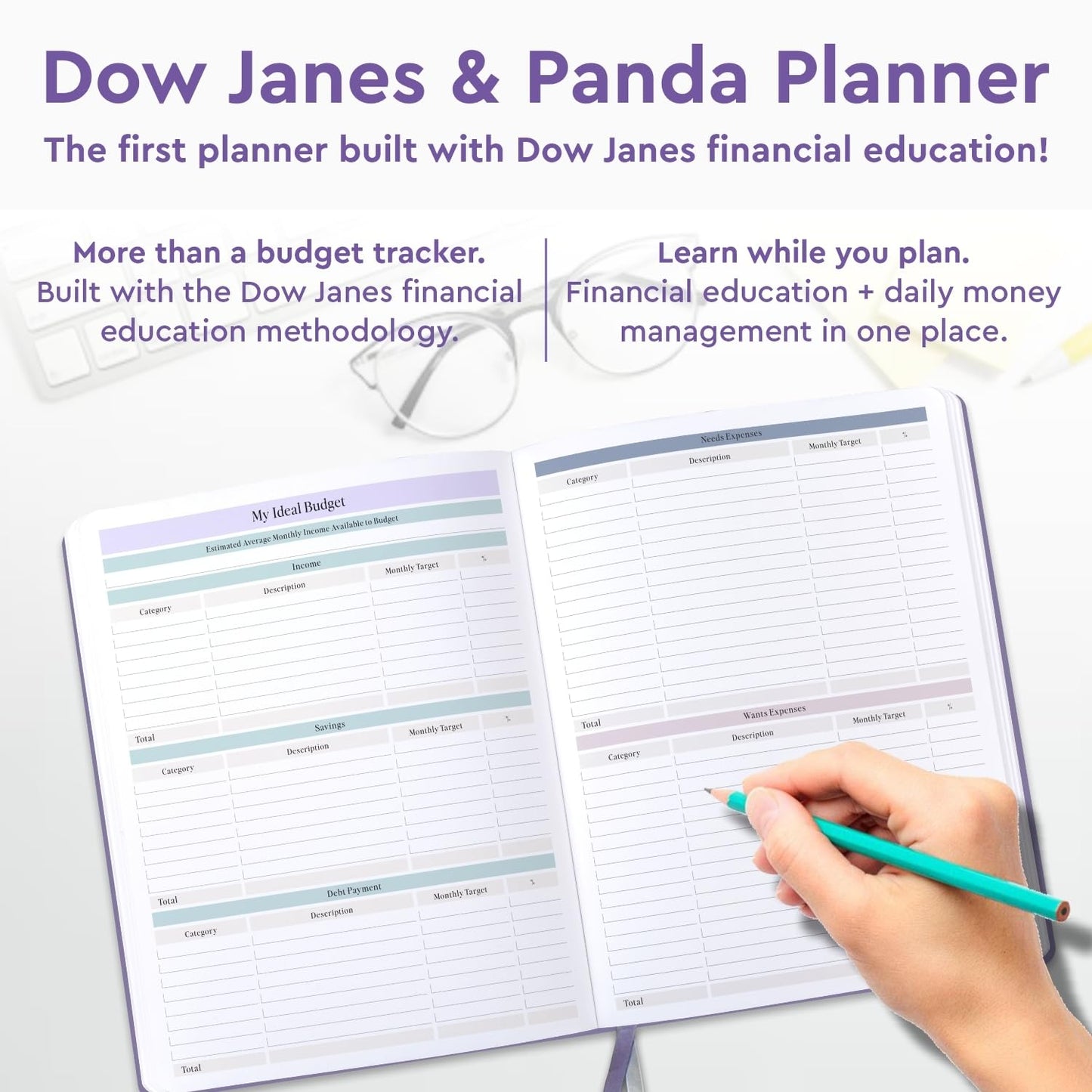 Dow Janes Planner Panda Planner Budget Planner 2026 Financial Planner – Monthly Budget Planner & Bill Payment Tracker, Expense Tracker Notebook, Budget Book, 8.5 x 11 Softcover Purple 120gsm