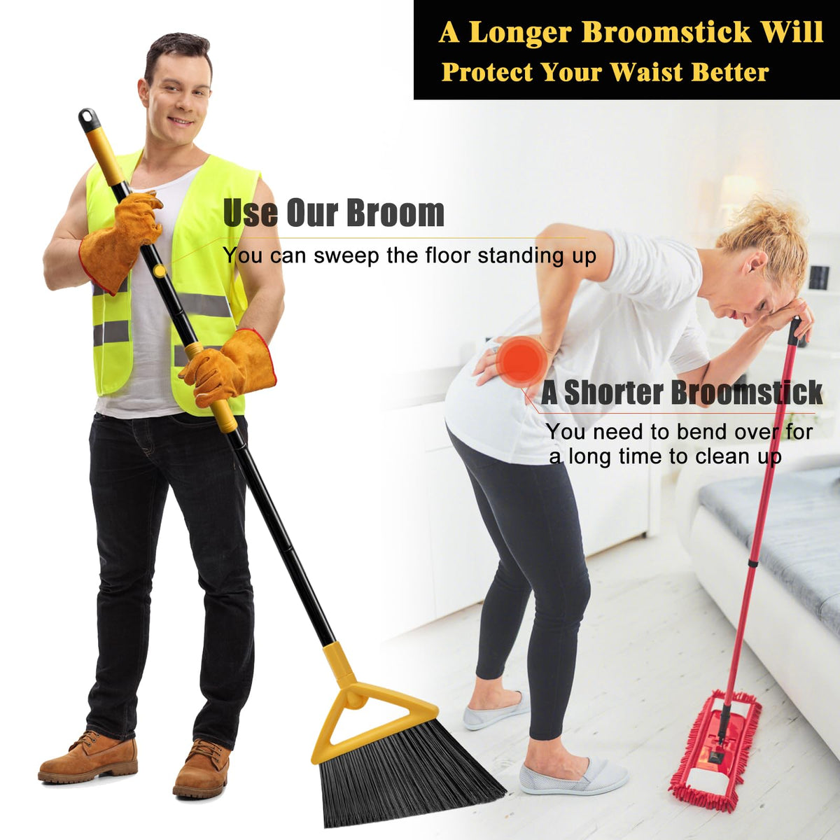 Heavy Duty Broom Outdoor and Indoor (2 Count)