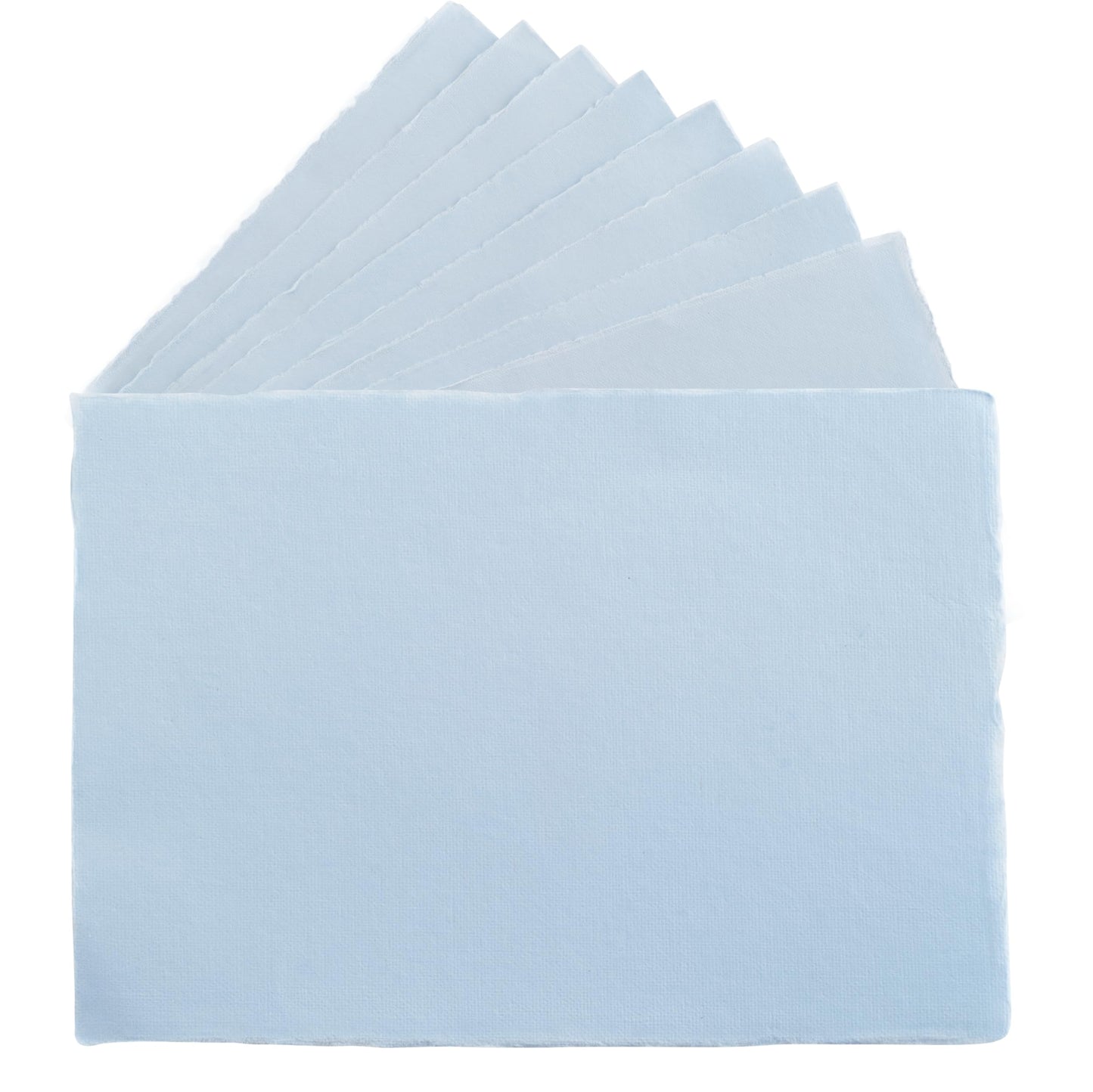 Wanderings A5 Handmade Deckled Edge Cotton Paper - Cold Pressed Texture - Paint, Watercolor, Writing, Printer - Cards, Invitations, Menus, Arts and Crafts. 50 Pack Blue150gsm - 5.8" x 8.3"