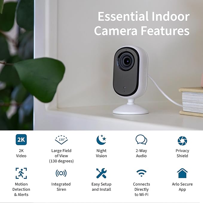 Arlo Essential Whole Home Security Bundle | Outdoor, Indoor, Video Doorbell Camera |2K Resolution|2nd Gen|Indoor - Outdoor