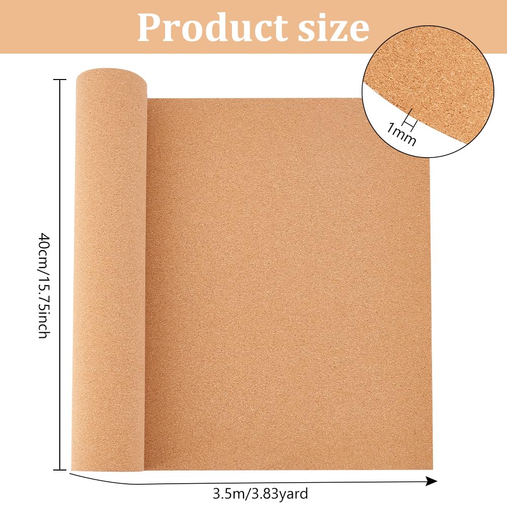 BENECREAT 137.8x15.7 Inch Cork Board Roll, 1mm Thick Rectangular Natural Cork Piece, Cork Sheet Roll for Bulletin Boards, Wall Decorations, DIY Crafts