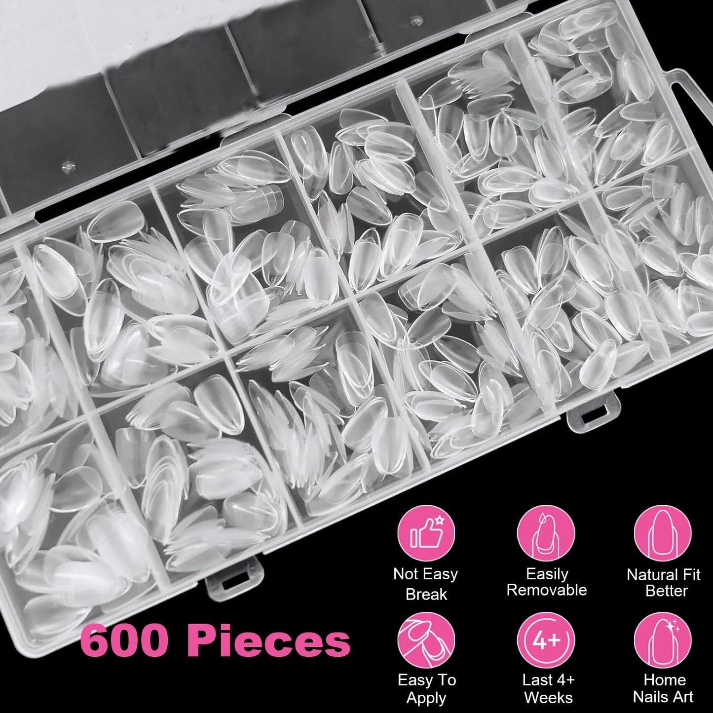 1200Pcs Extra Short Soft Gel Nail Tips 2 Styles Kit - Almond & Square Clear Press On Nails for Extension Manicure Home Salon DIY, 12 Sizes, BlueZOO