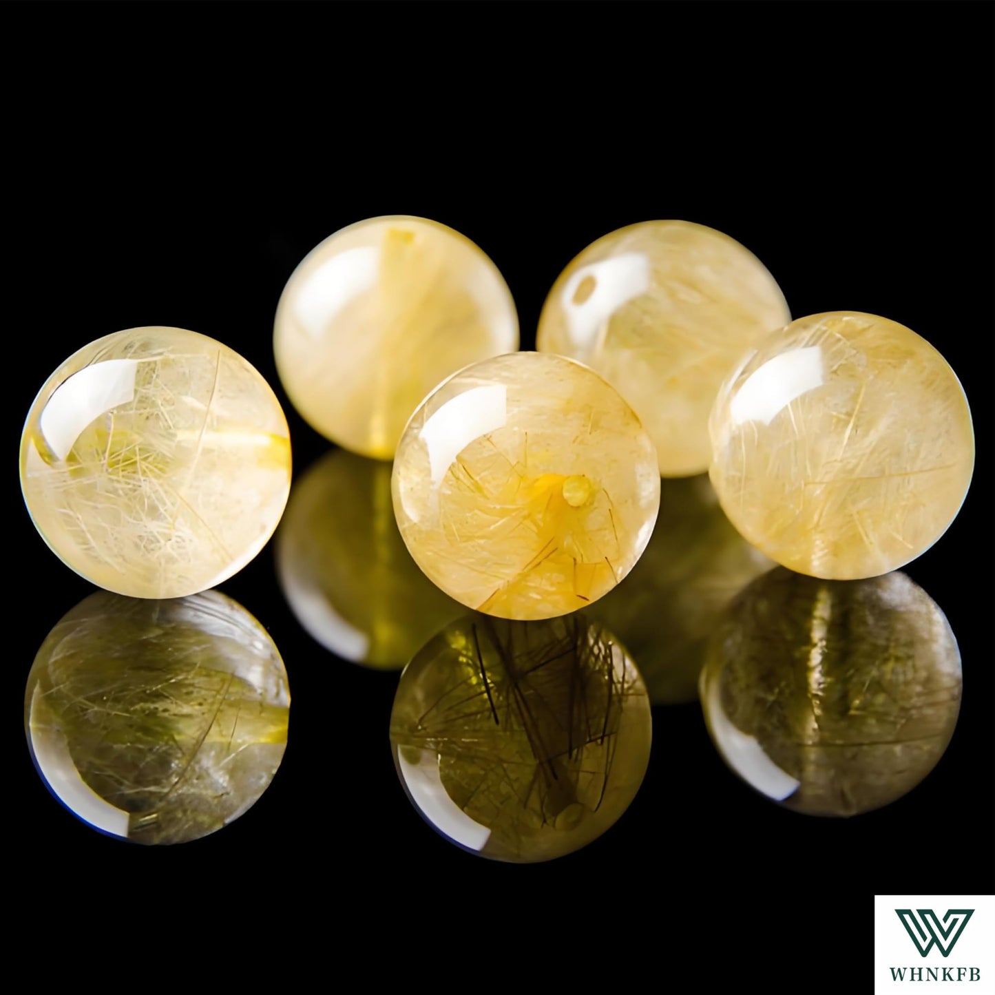 WHNKFB 10mm 50PCS Natural Frosted Gold Rutilated Quartz Round Beads, Cotton-Like Included Loose Crystal Beads for Jewelry Making Craft - 4mm 6mm 8mm 10mm Options with Free Elastic Cord