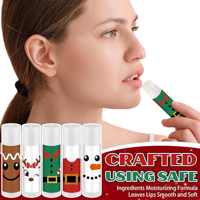 30 Pack Christmas Lip Balms Bulk Merry Christmas Party Gifts Favors Stocking Stuffers Holiday Lip Balms Employee Staff Team Appreciation Gifts Thank You for Teacher Coworkers