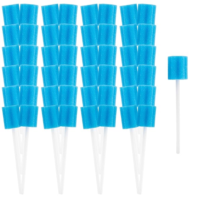 50 Oral Cleaner Swabs Disposable Sponge - Toothettes Mouth Swabs Swabsticks for Elderly Dry Mouth Waterless Toothbrushes on the go Mini Pet Children Sterile Thrush Mouth Treatment