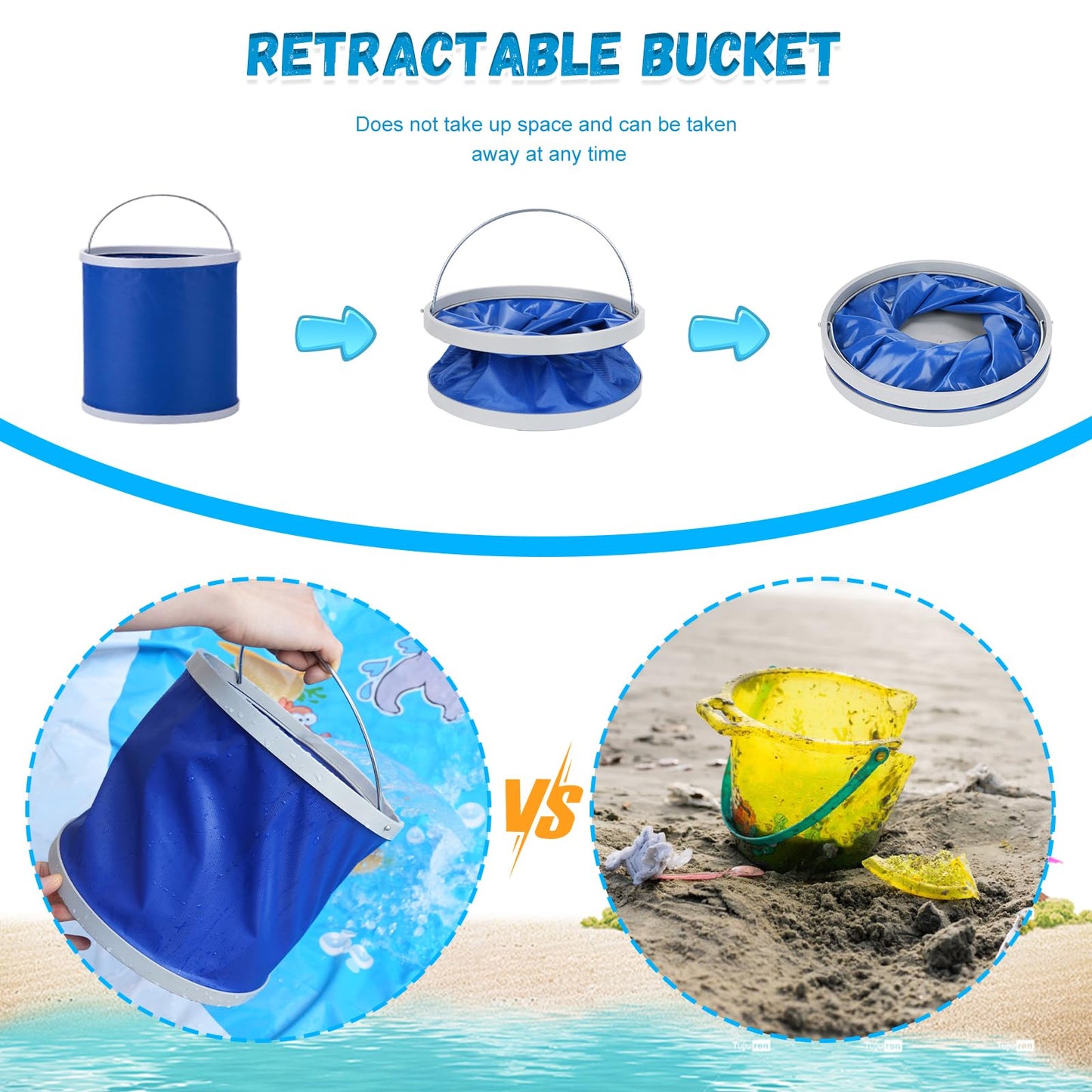 Giveuplay 7.2 X 7.2 Feet Baby Beach Pool，Kiddie Pool and Beach Blanket，2 in 1 Toddler Paddling Pool，Beach Toys for Infant Kids Boys and Girls with Portable Water Bag 9L