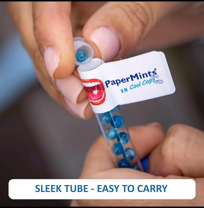 PaperMints CoolCaps - Instant Fresh Breath Mints Sugar-Free, 3 x Tubes of 18 capsules. Extreme Bad Breath Treatment for Adults