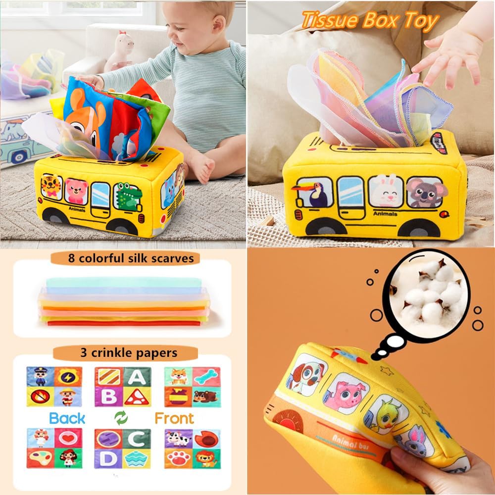 Etyat Baby Toys 6-12 Months, Montessori Toys for 1 Year Old, Silicone Pull String Teether Toy, Stacking Building Blocks Infant Toddler Toy 0-3, Shape Bin Sensory, Baby Boys&Girls Gifts Set