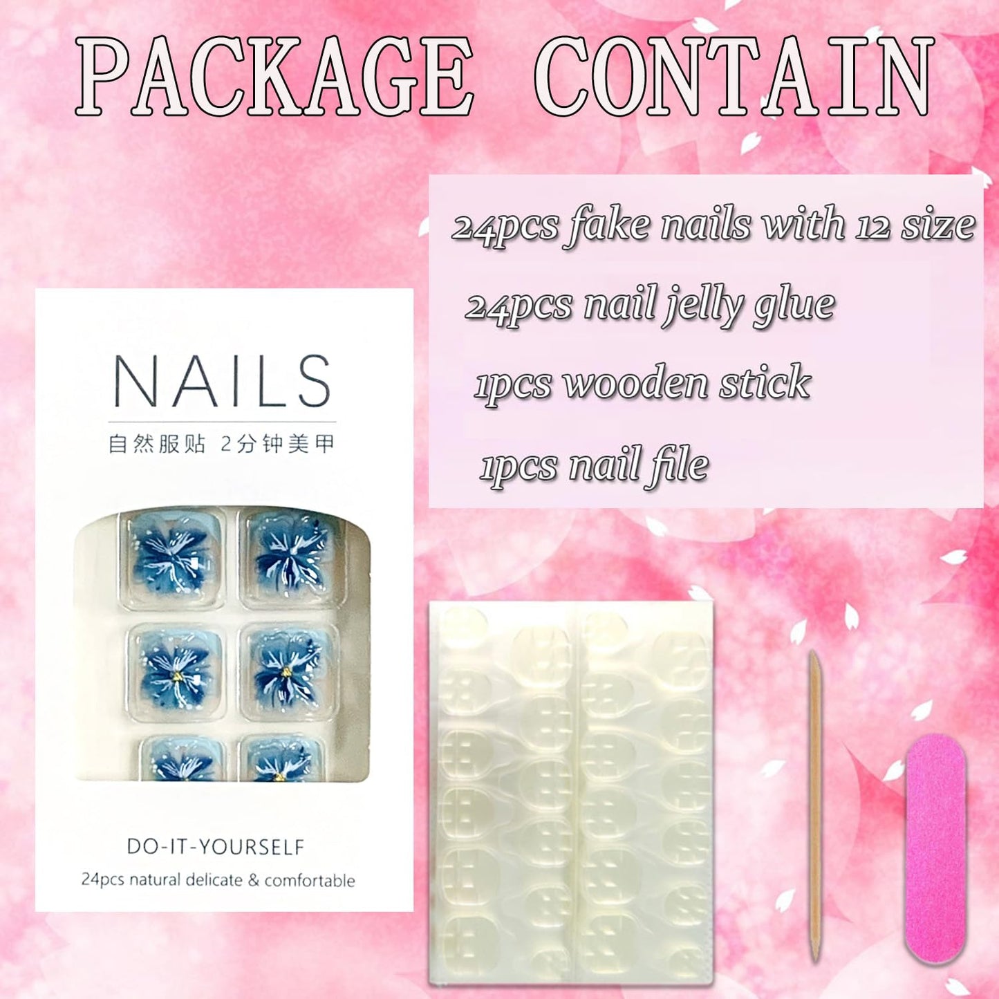 FIEONCIY Press on Toenails with Designs Acrylic Fake Nails for Toe Artificial False Nails with Charms Glue on Toe for Spring Summer Stick on Toenails for Women Girls(JP3817)