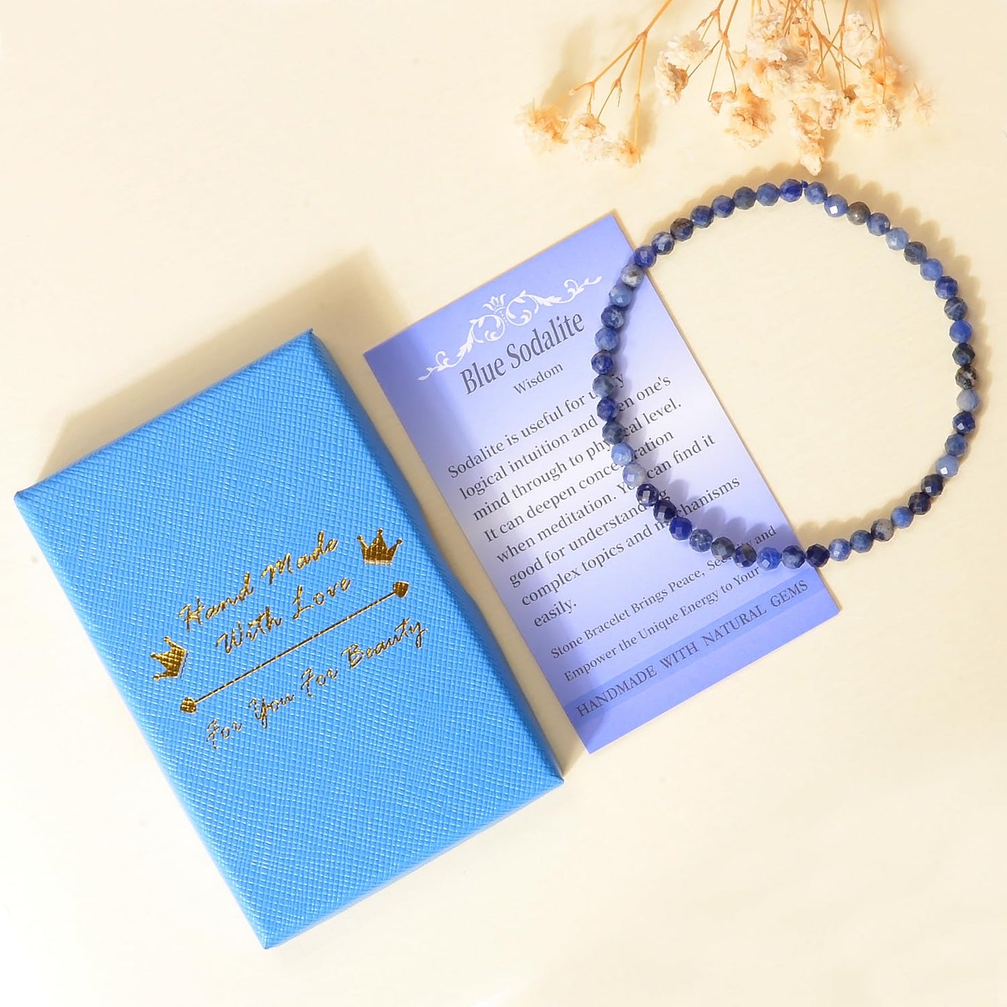 MASSIVE BEADS Natural Genuine Gemstone Beads Healing Crystal Chakra Reiki Jewelry Faceted Round Beads Bracelets (Blue Sodalite, 3mm)