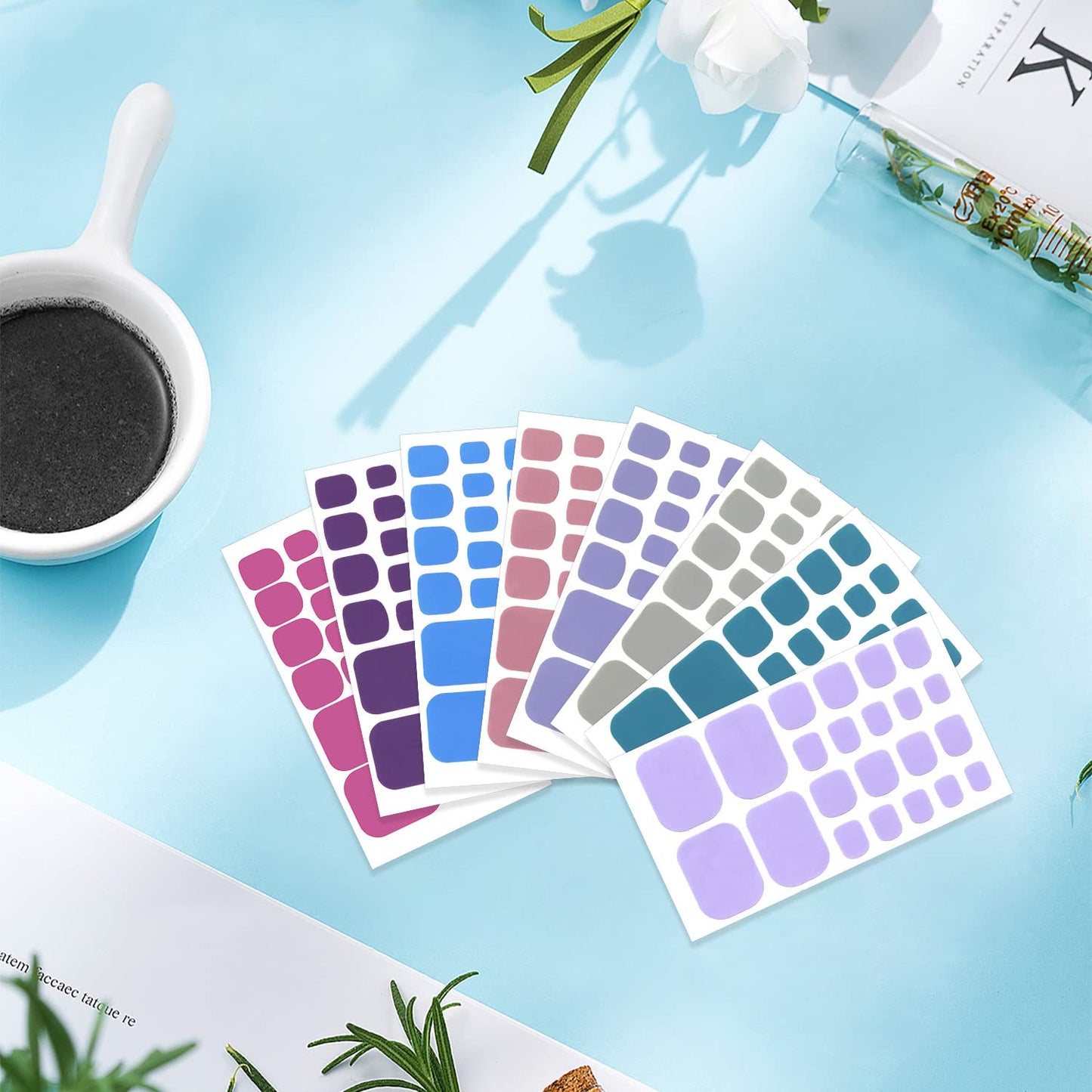 YECIRALA 20 Sheets 440 Pcs Toenail Stickers for Women, Toe Nail Wraps for Toes Nail Polish Strips Stick On Nails Polish Stickers for Toenails Gel Nail Strips Color Strips