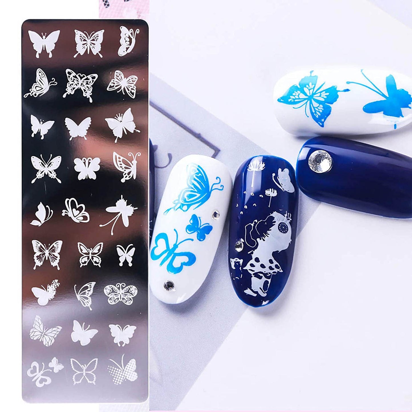 Nail Stamping Plate, DANNEASY 6 Pieces Nail Art Image Stamp Nail Template Kit With Nail Stamper, Scraper, Storage Bag (Nature Style)