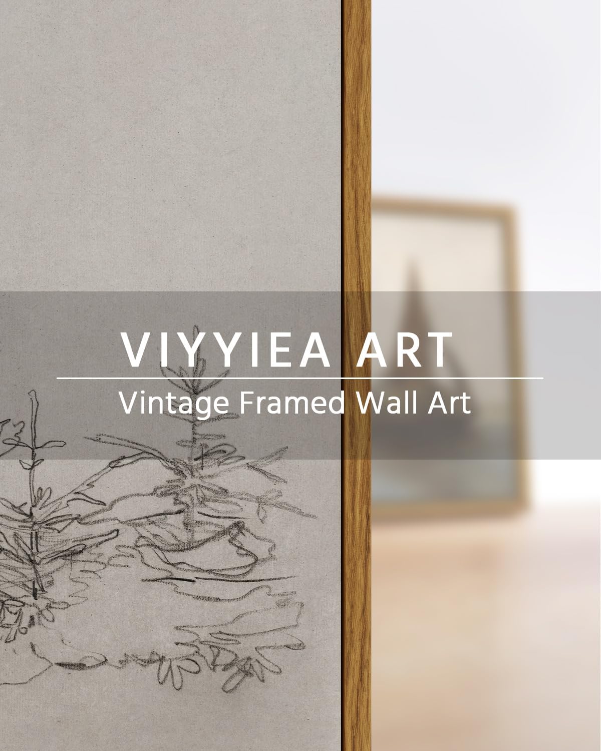 VIYYIEA Framed Canvas Wall Art Home Decor Pine Tree Prints Wall Pictures Black and White Watercolor Winter Room Decor Tree Life Vintage Botanical Home Decor 12x16in
