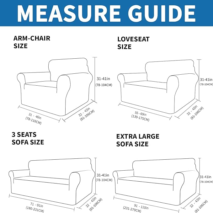 XINEAGE 2026 New Stretch Armchair Covers 1 Piece Chair Slipcovers Chair Protector for Living Room Thick Soft Chair Cover with Elastic Bottom Couch Cover for Pets Kids (31"-46", Silver Grey)