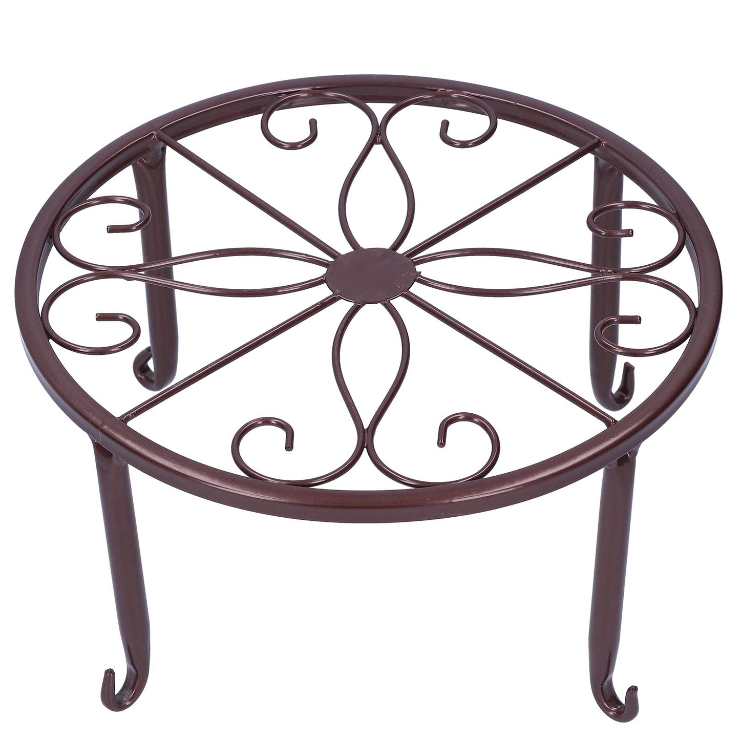 AQFNEB 2PCS Plant Stand Flower Pot Holder, Wrought Iron Plant Rack with 4 - Point Stable Base, Bronze Indoor Outdoor Planter Shelf for Living Room Balcony Office Decor