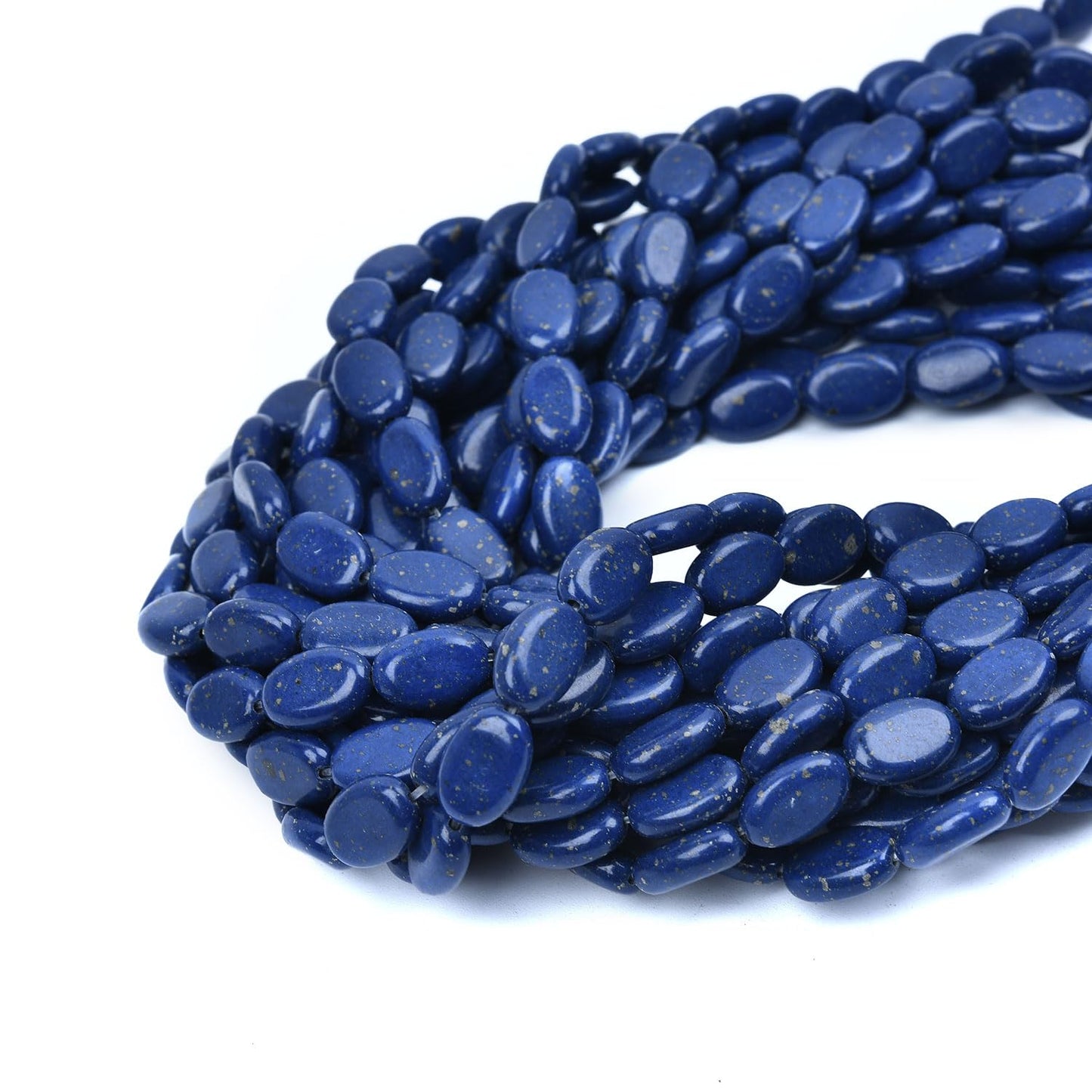 HAAMIIQII 12x8mm Lapis Lazuli Oval Stone Spacer Beads, Loose Gemstone Beads for Jewelry Making, DIY Bracelet, Necklace, Healing Crystal 15 Inch (33pcs)