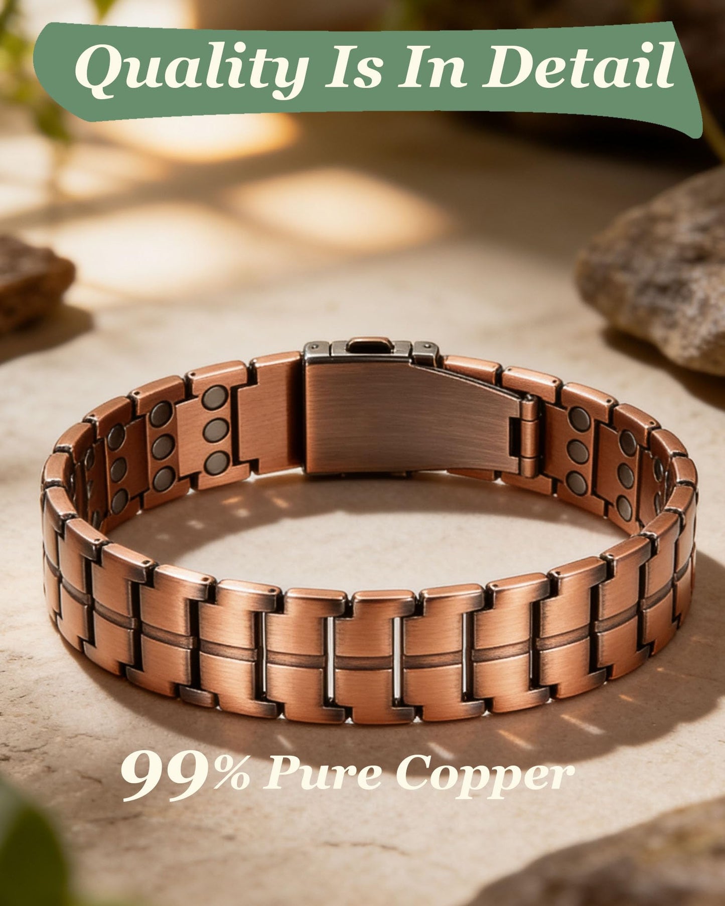 Krilicy 99% copper bracelet for men,magnetic therapy bracelet with 3X ultra strength magnets