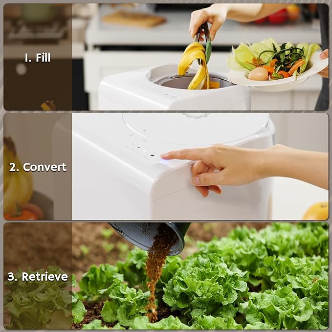Airthereal Bundle | Revive Electric Kitchen Composter (White) and 1 Spare Bucket with Lid + 3-Pack Compostable Trash Bags,Turn Food Waste and Scraps into Dry Compost Fertilizer