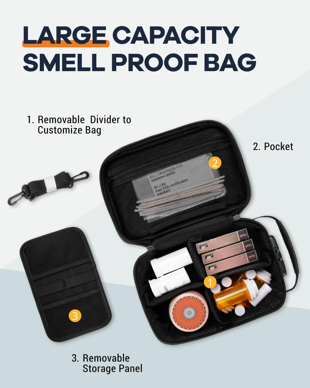 HOMEAL Smell Proof Stash Box，Smell Proof Containers with Combination Lock,Smell Proof Box,Smell Proof Stash Bag for Travel Gift for Man Women Dark Grey
