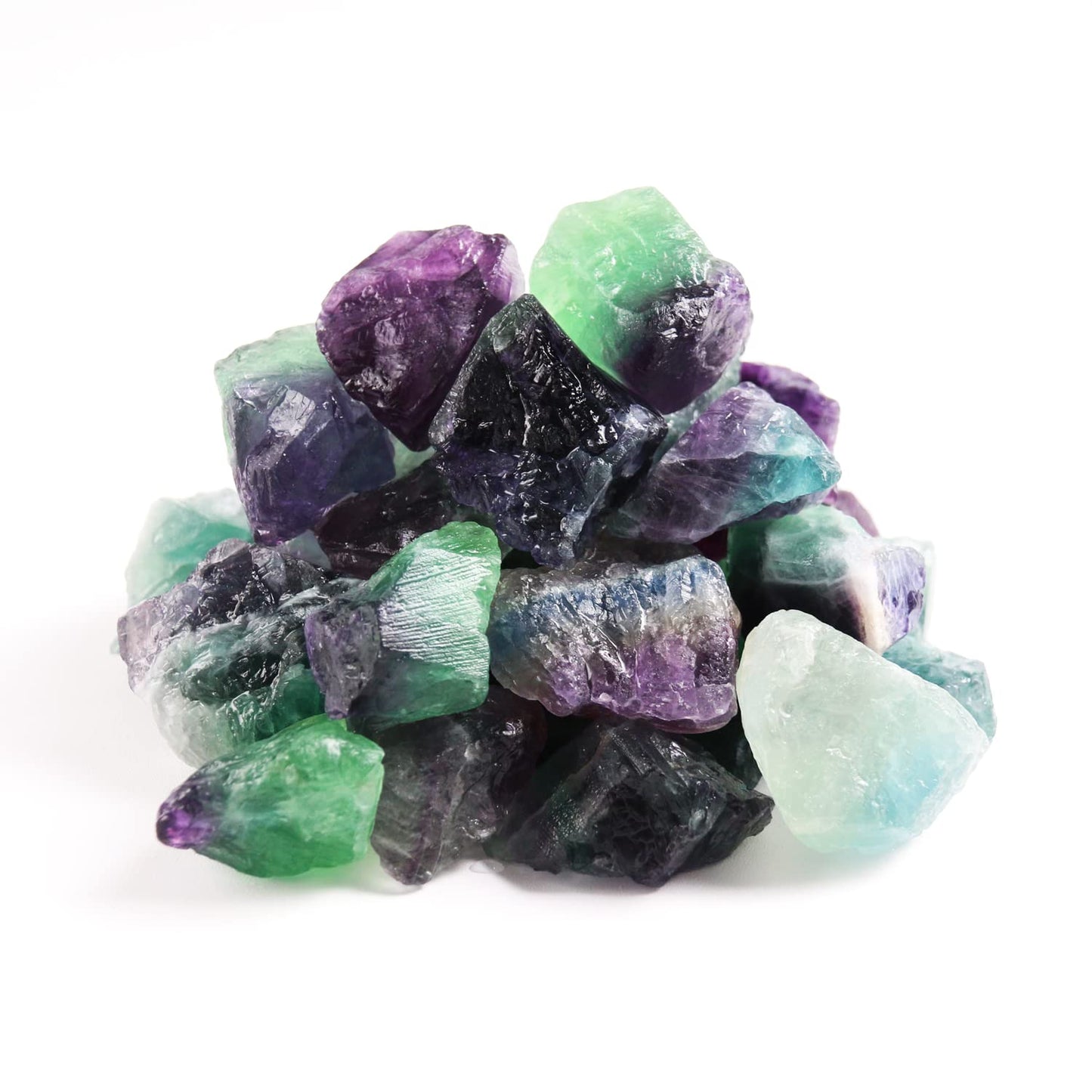 Nvzi Rainbow Flourite Crystals, Crystals and Healing Stones, Rocks for Tumbling, Raw Crystals Bulk, Amathesis Crystal, Calcite Crystal for Decoration, Wicca, Reiki, Chakra and Energy(1LB)