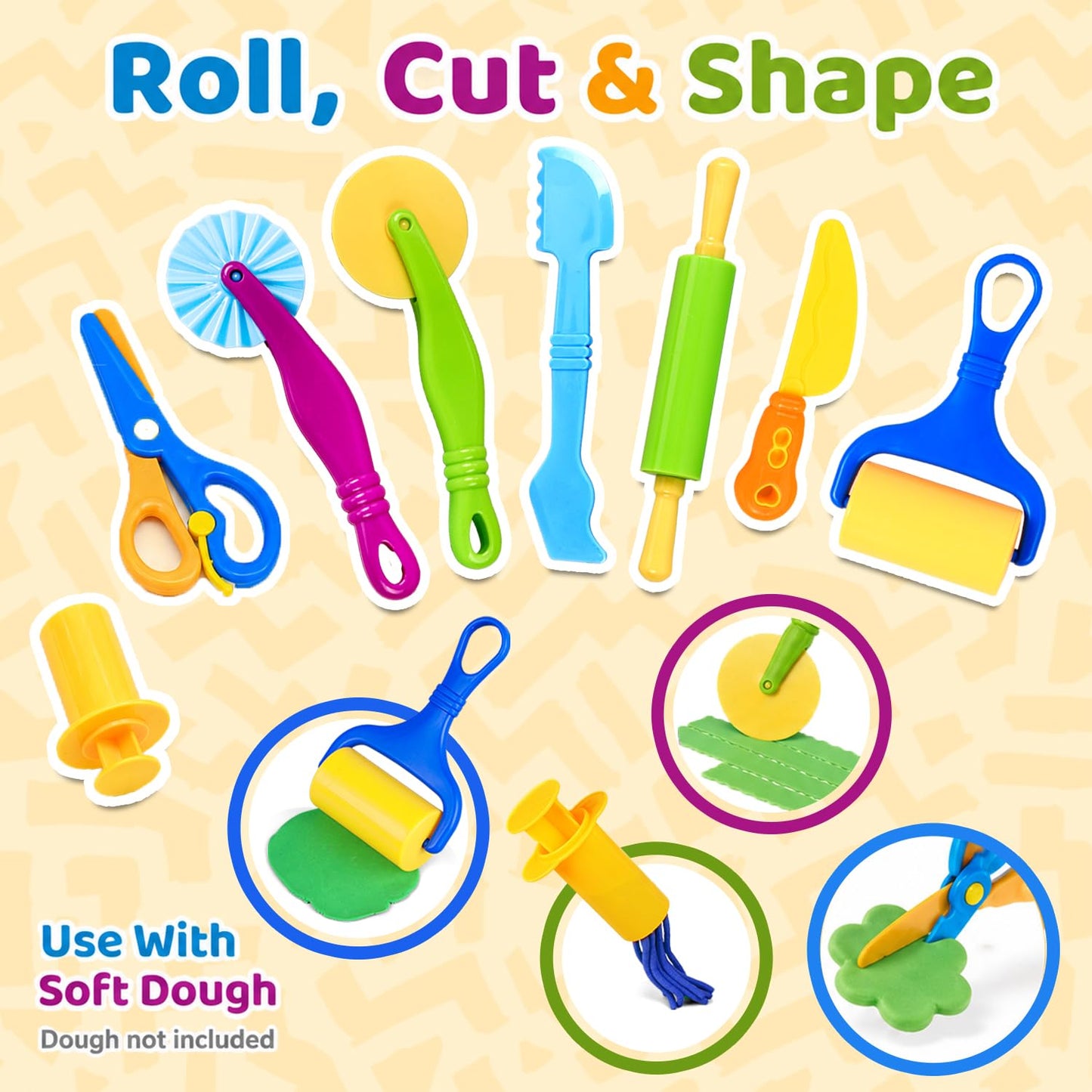 Playdough Tools Sets for Kids, 35Pcs Clay and Dough Tools Accessories Set with Silicone Mat & Storage Box, 3D Dino Molds, Animal Cutters, Dough Extruder, Rolling Pins for Educational Play Activities