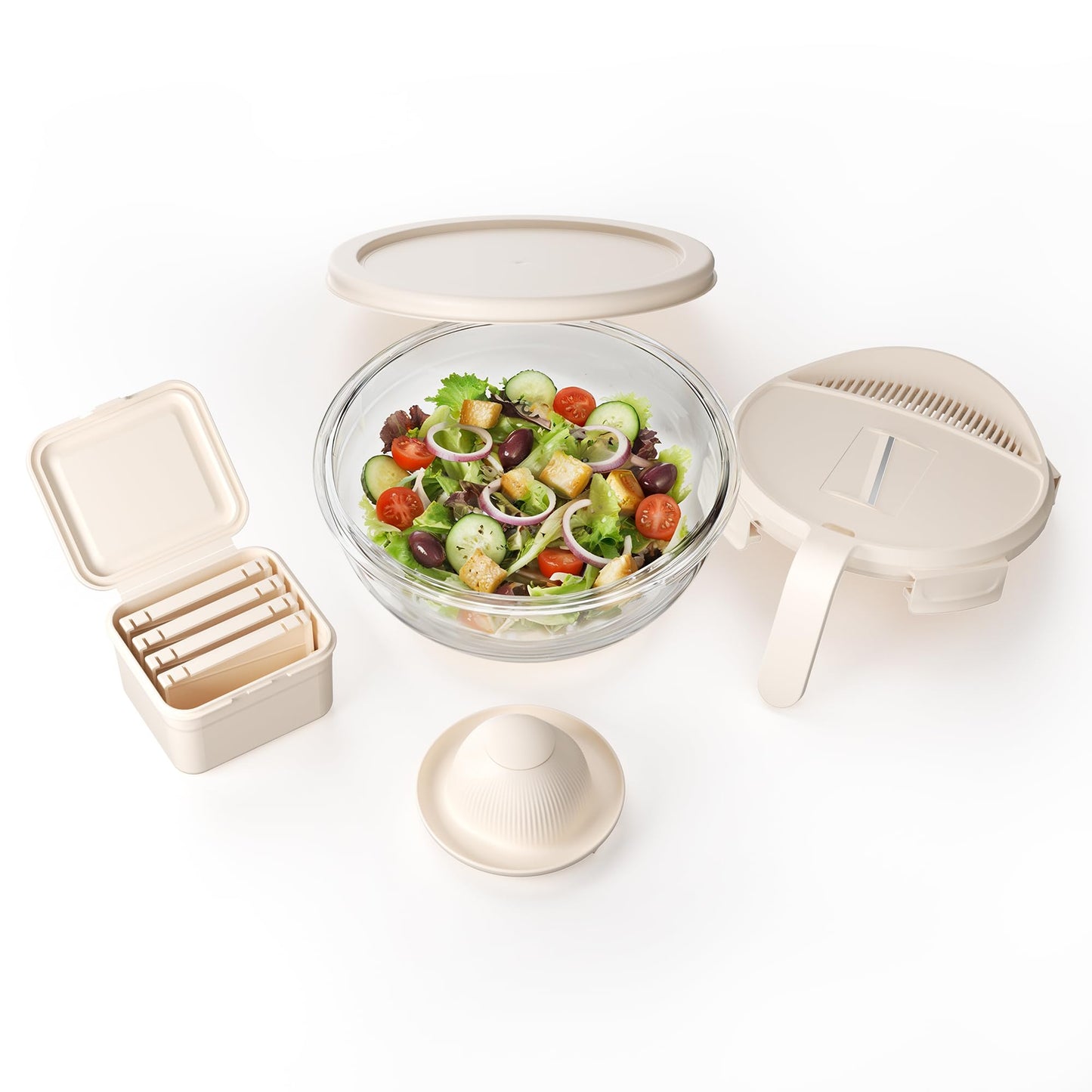 Genicook Salad Chopper with Bowl, Vegetable Chopper for Salad Prep, 8.5 Cup Glass Bowl, Food Chopper for Kitchen, Onion Chopper, BPA-Free & Dishwasher Safe, Easy Meal Prep Tool