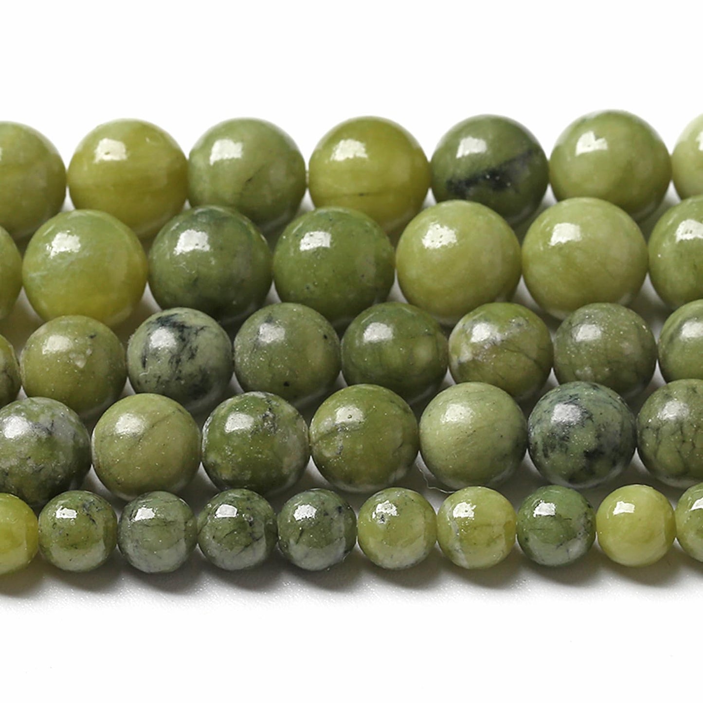 180pcs 4MM Natural Stone Chinese Green Jade Beads Round Loose Beads for Jewelry Making Bracelet 2 Strands 32"