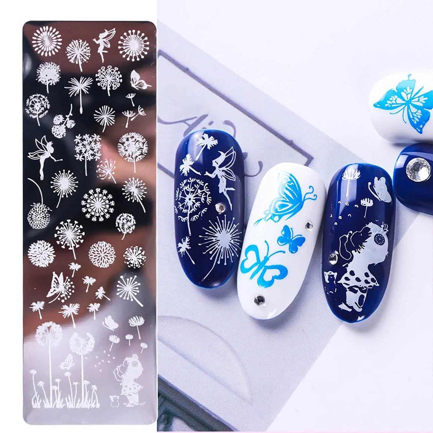 Nail Stamping Plate, DANNEASY 6 Pieces Nail Art Image Stamp Nail Template Kit With Nail Stamper, Scraper, Storage Bag (Nature Style)