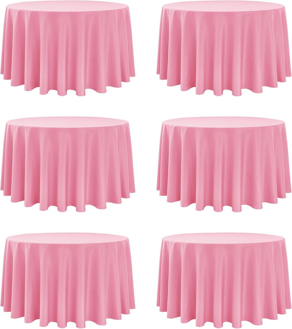 6-Pack Pink Round Tablecloths, 120 Inches, Stain-Resistant Polyester for 5-6 Ft Round Tables - Washable Table Covers for Weddings, Banquets, Birthday Parties, Events