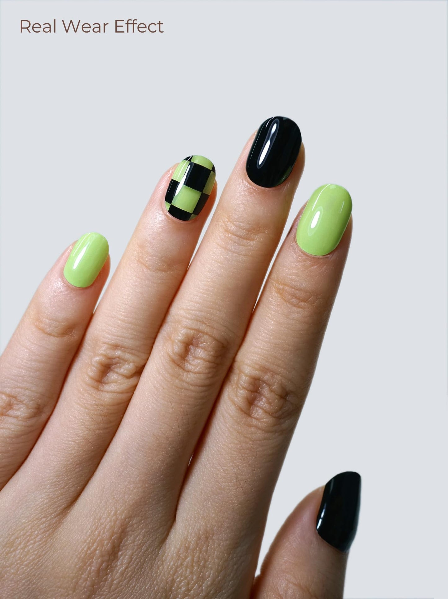 Beaolata Real Gel Nail Strips (No UV Light Needed) - 44Pcs Salon Quality Nail Stickers - Long Lasting Polish Wraps for Women, Easy Apply & Remove (Teal Tartan Green)