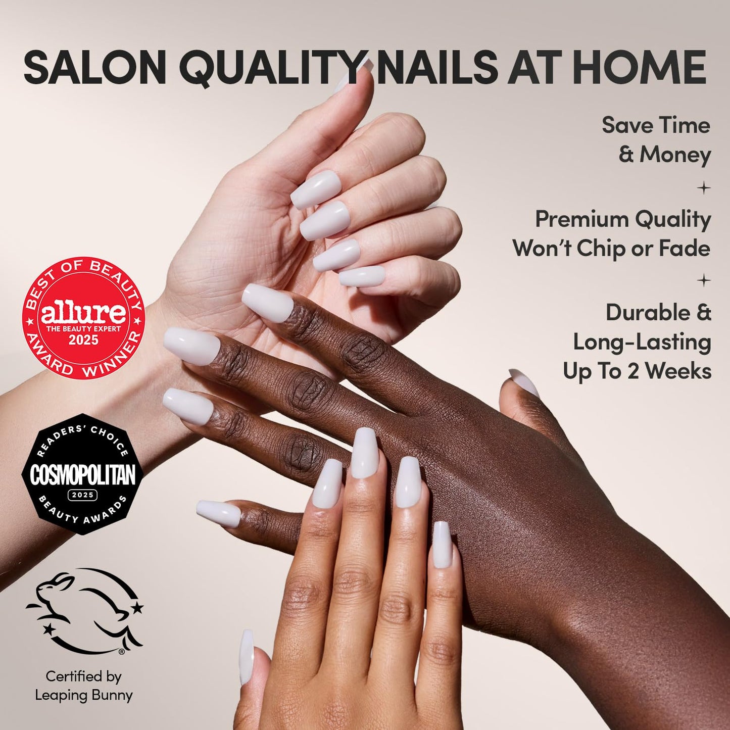 Glamnetic Press-On Nails Bundle - Oat Milk & Hailey | Medium Coffin Milky White False Nails | Glazed Short Almond Fake Nails | Durable, Salon-Quality Nail Kits
