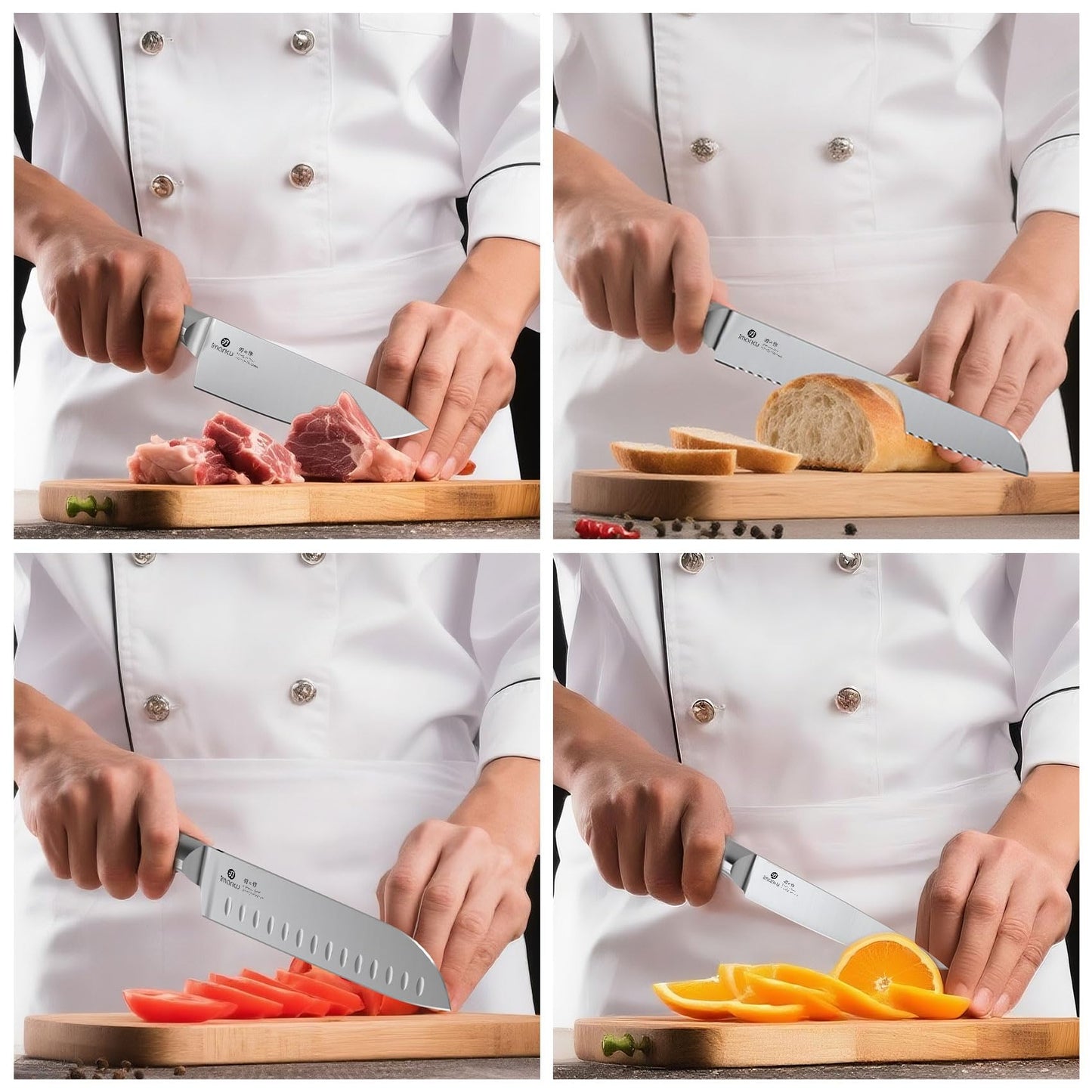 Knife Sets for Kitchen with Block imarku G14 Japanese Knife Set Stainless Steel Kitchen 14pcs, Built-in Sharpener, Sharp Knives with Non-slip Ergonomic Handle - Dishwasher Safe, Home Essential Gifts