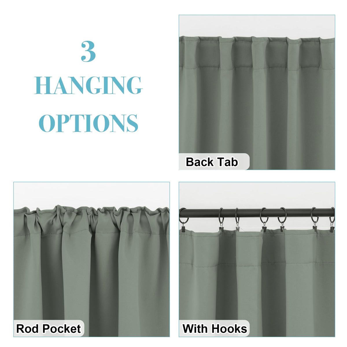 Blackout Curtains for Living Room Bedroom Nursery Office Laundry (2 Count)