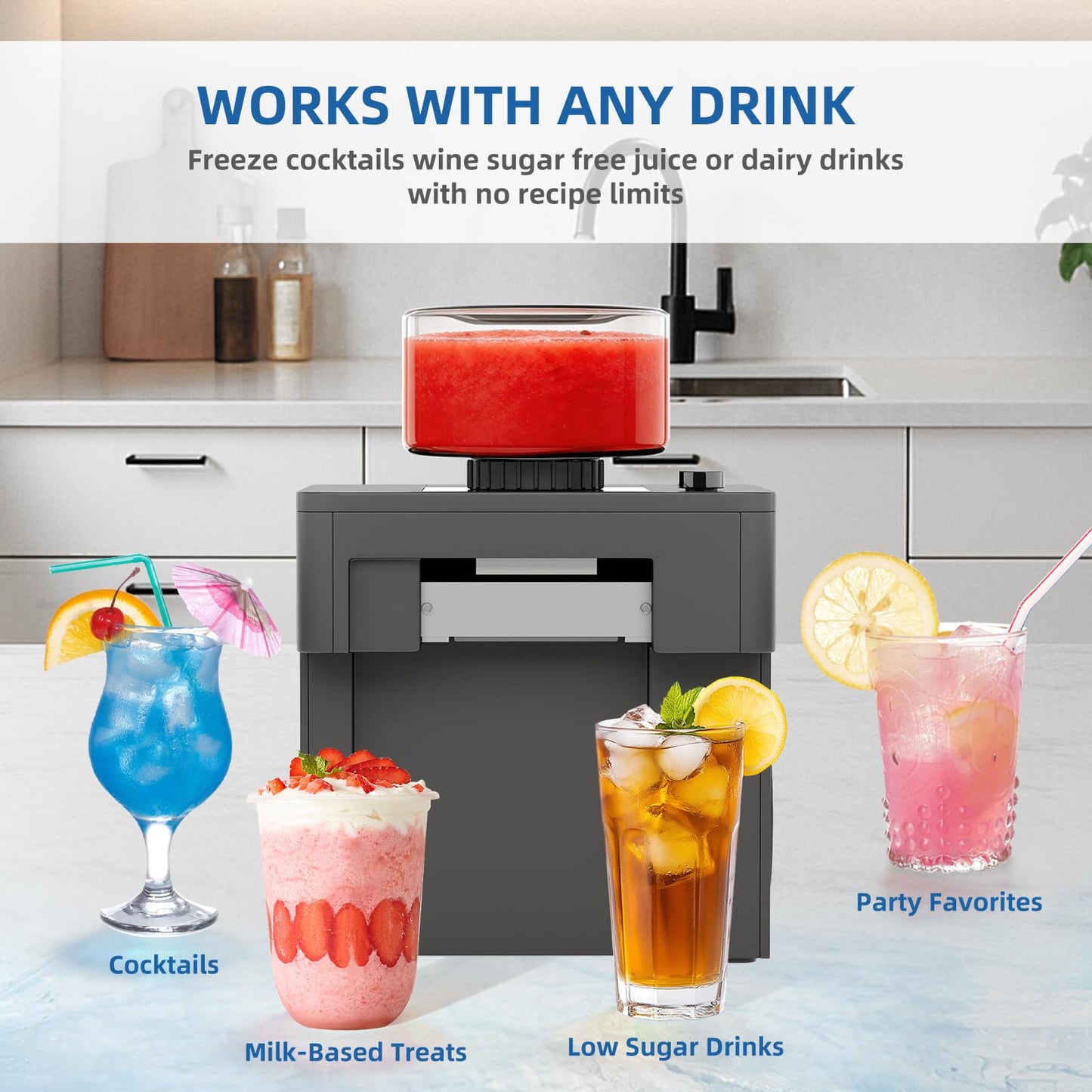 ICEMAGE Shaved Ice Machine, 60s Fast Slushie & Snow Cone Maker for Home, No Pre-Freezing, 15 Textures, All-Drink Compatible, 50dB Quiet, One-Touch Self-Cleaning, Compact for Parties & RVs