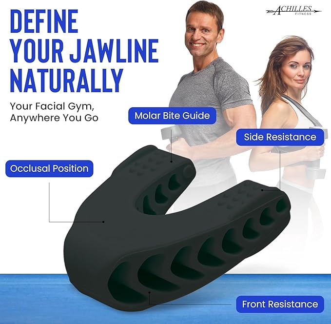 Achilles Fitness Double Chin Reducer Jaw Exerciser – Jawline Sculptor and Face Slimmer for Women and Men – Encourages Jaw Movement and Aids in Natural Jaw Function - Ideal for Mewing Practice