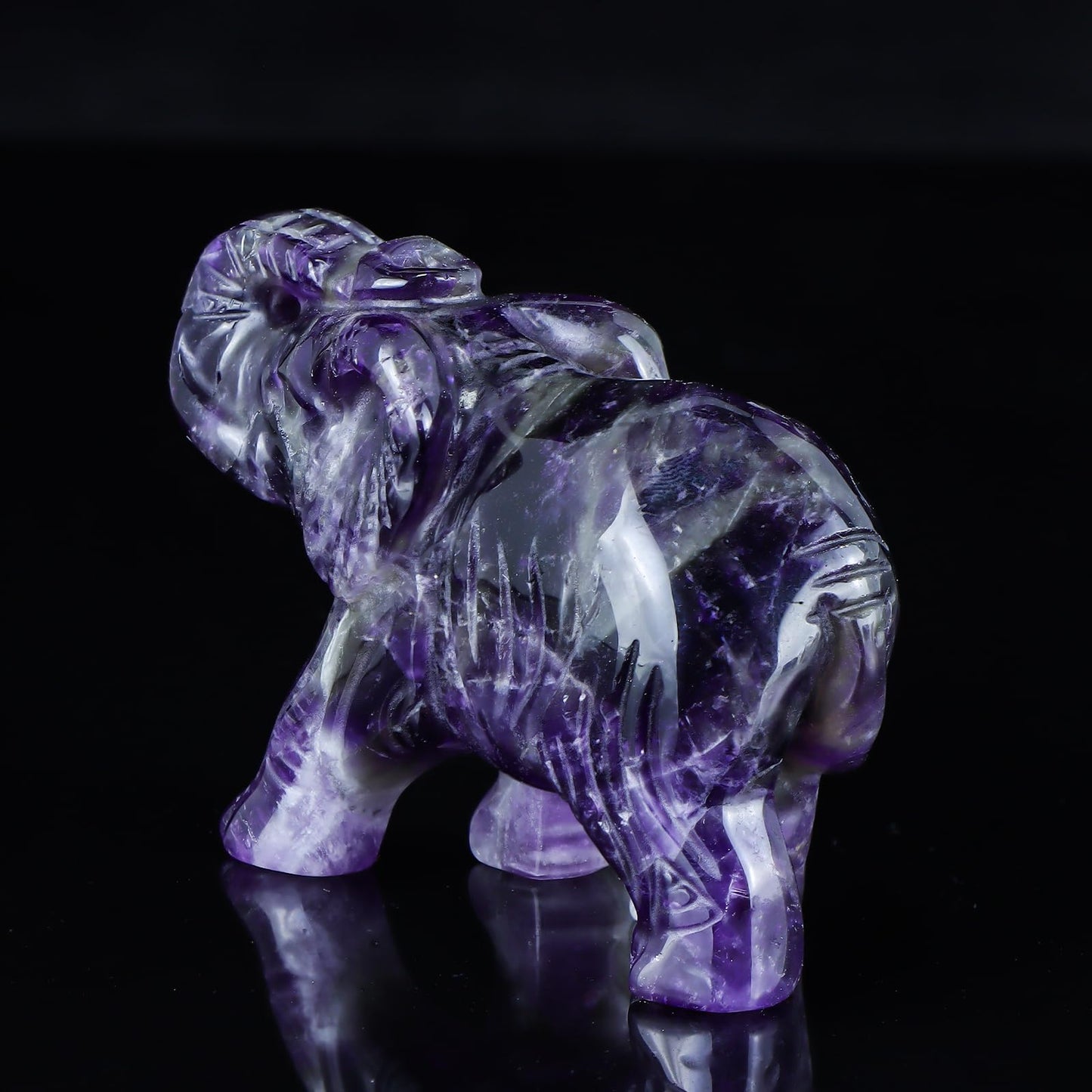 Hxswkk 2.5 Inch Amethyst Crystal Elephant Statue Elephant Figurine Elephant Sculpture Gemstone Hand Carved Healing Craft Home Office Decor Gifts