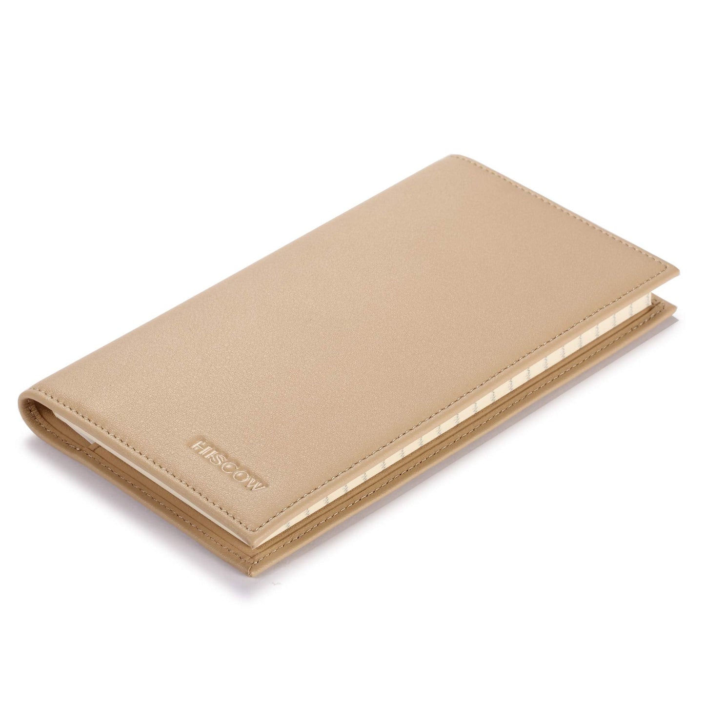 HISCOW Minimalist Checkbook Cover - Full Grain Leather (Premium Apricot)